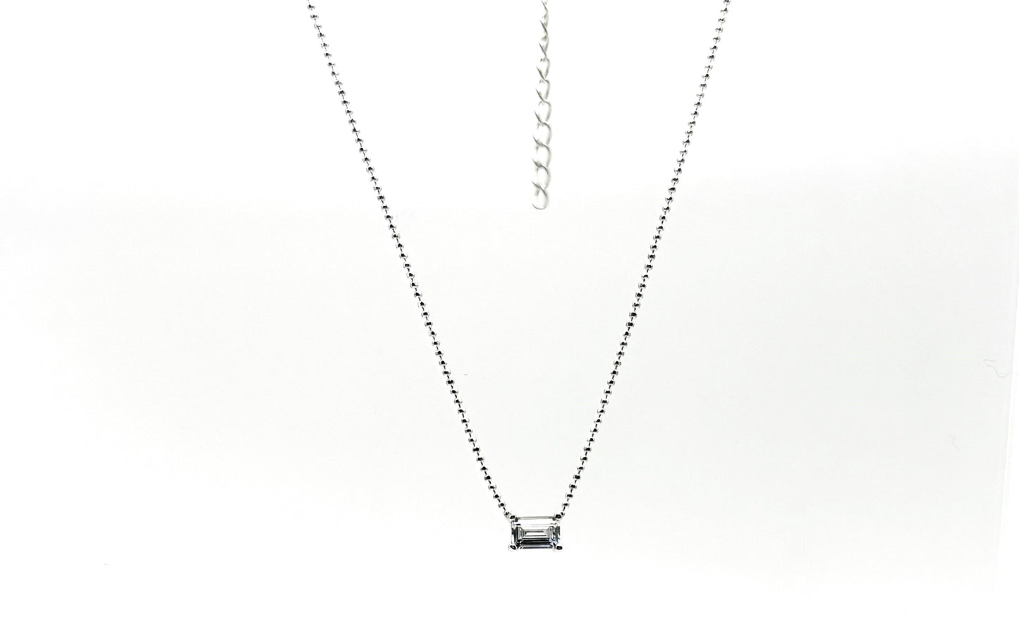 CZ Baguette & Silver Chain