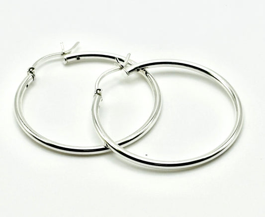 Shimmer Silver Hoops
