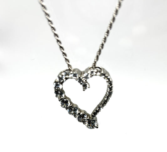 Swarovski Heart Silver Rope Chain