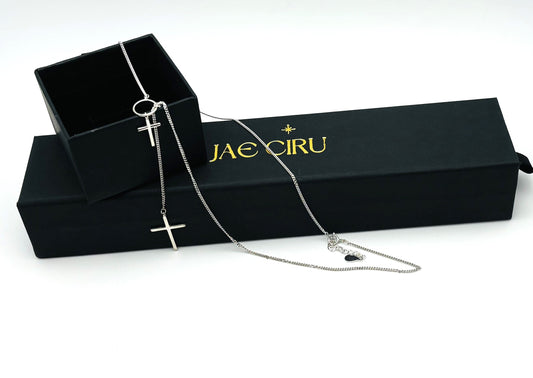 Double Cross Silver Necklace